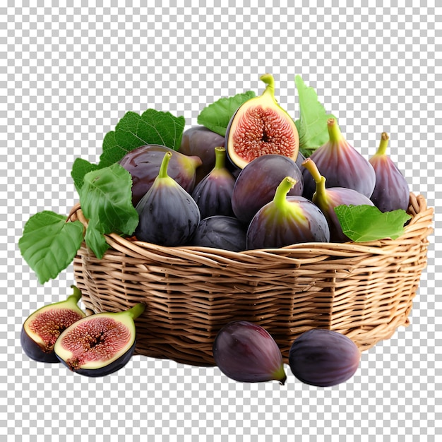 PSD un panier de figues isolé sur un fond transparent