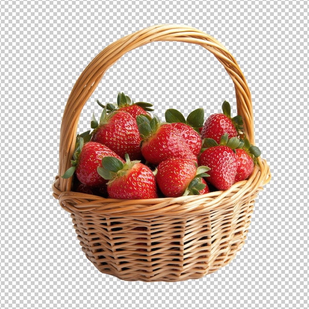 Un panier de fraises isolé sur un fond transparent