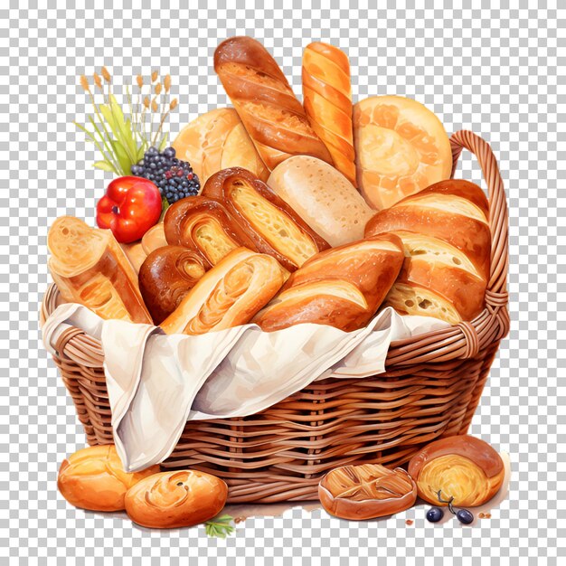 Panier D'illustration Avec Du Pain Sur Un Fond Transparent