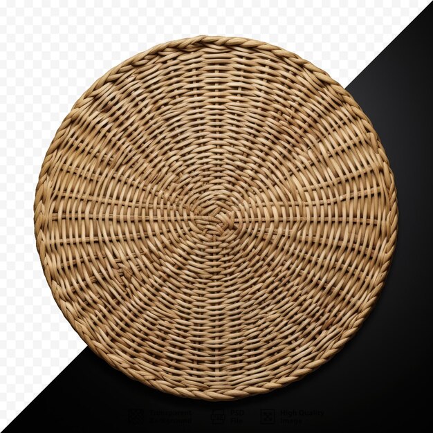 Un Panier En Osier Avec Une Anse Ronde Et Un Fond Noir.