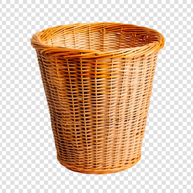 PSD un panier en osier brun sur un fond transparent