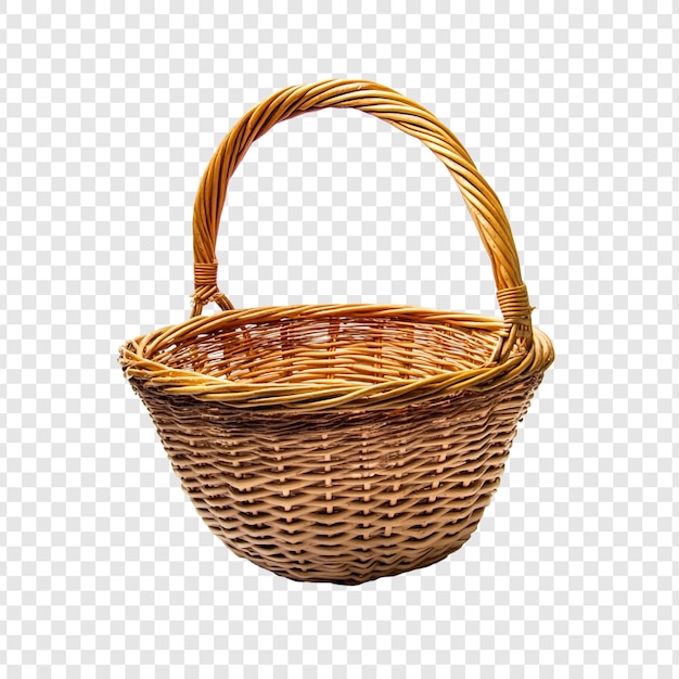 Un panier en osier isolé sur un fond transparent