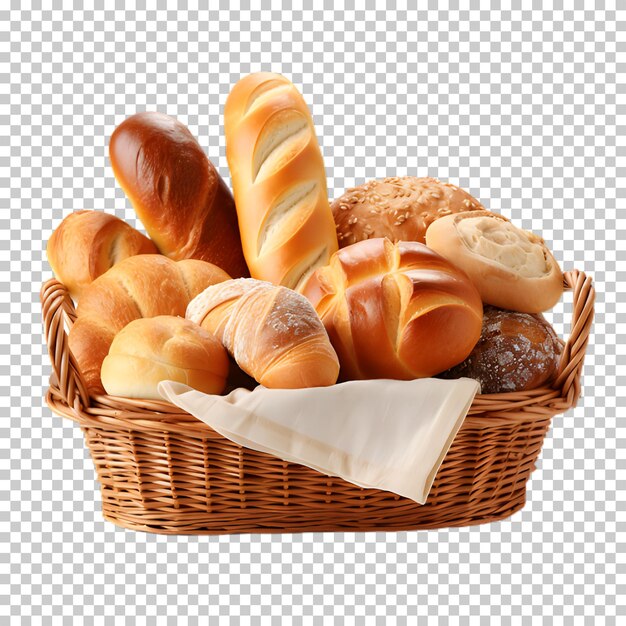 PSD panier de pain grillé et baguettes sur fond transparent