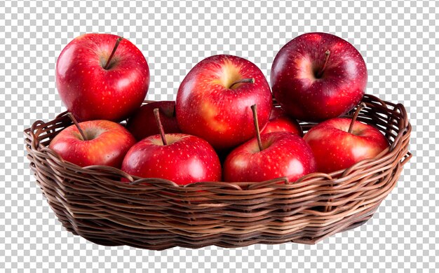 Un Panier Avec Des Pommes Rouges Avec Un Fond Transparent Png