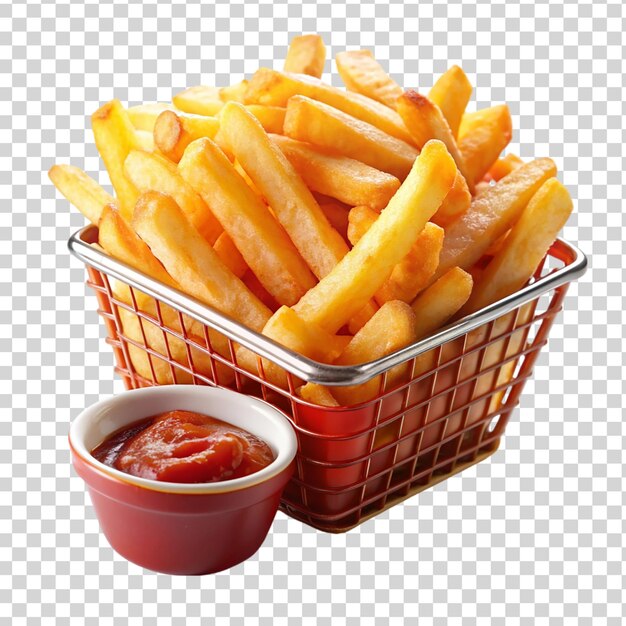 PSD un panier rouge sur des frites isolées sur un fond transparent