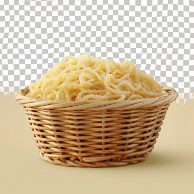 PSD un panier de spaghettis avec un fond blanc avec un motif à carreaux
