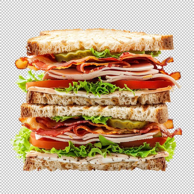 panino con formaggio a base di carne e verdure isolate su uno sfondo trasparente o bianco