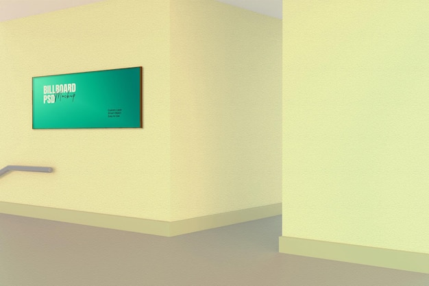 Panneau d'affichage PSD sur une maquette murale avec un objet intelligent