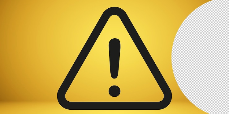 PSD panneau d'avertissement pour attirer l'attention. point d'exclamation. signe de danger. icône d'alerte. sur transparent