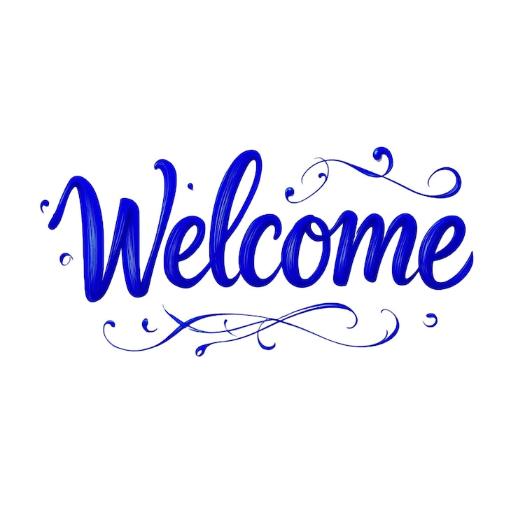 PSD un panneau bleu de bienvenue avec les mots bienvenue en bleu
