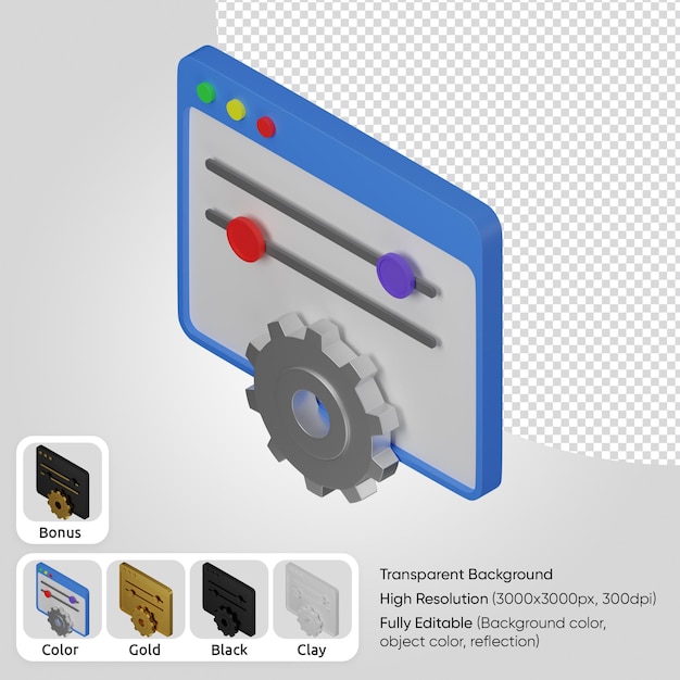 PSD panneau de contrôle web 3d