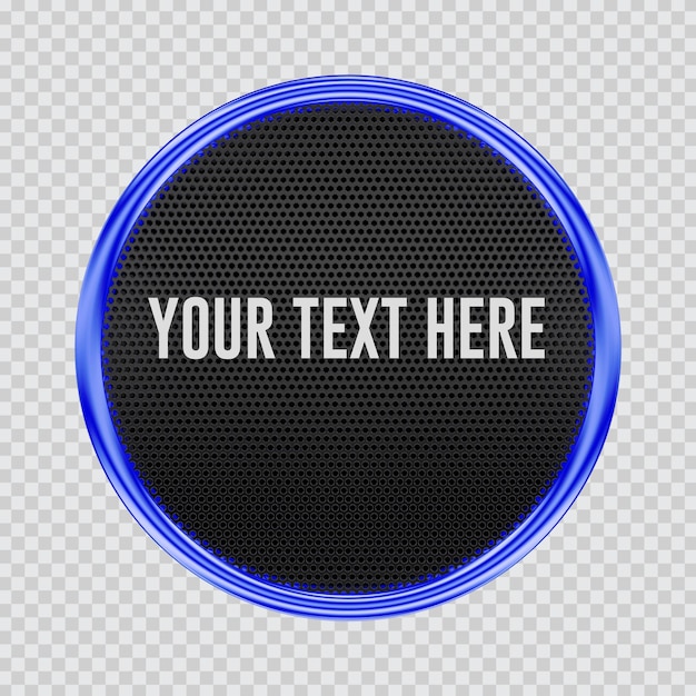 un panneau rond bleu avec un cadre bleu avec les mots votre texte ici ici ici