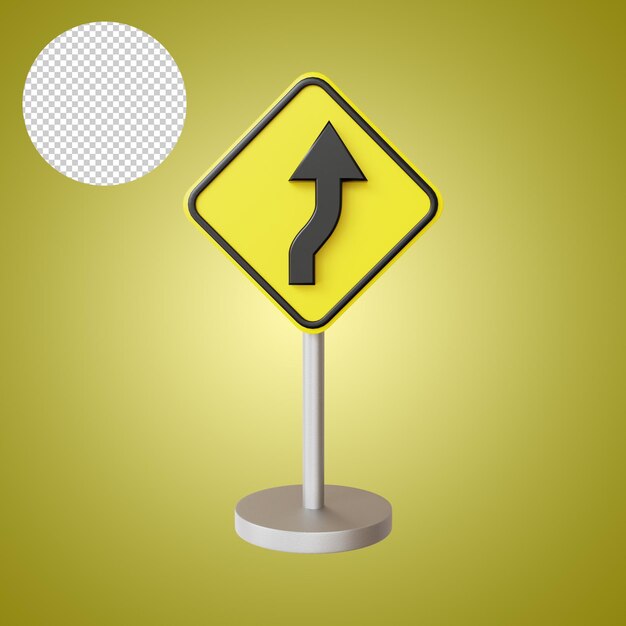 Panneau de signalisation de droite S courbe trafic rendu 3d