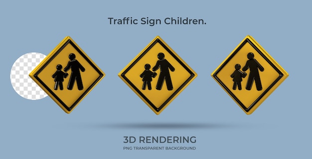 Panneau De Signalisation Enfants Rendu 3d Fond Transparent