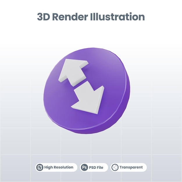 Panneau de signalisation d'illustration 3d ou icône de flèche de tourner à gauche