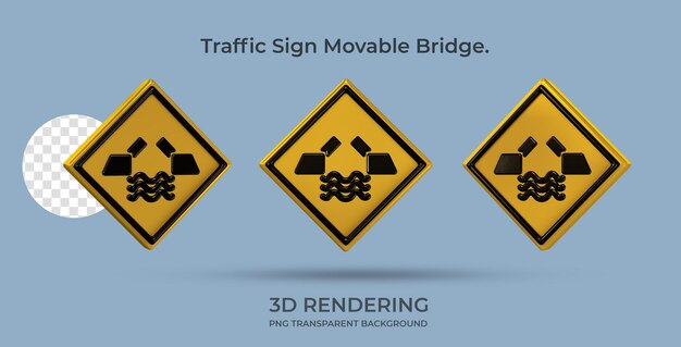 PSD panneau de signalisation pont mobile rendu 3d fond transparent