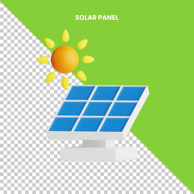 PSD panneau solaire icône 3d isolé sur fond transparent