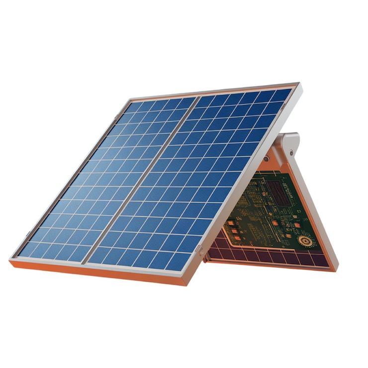 PSD un panneau solaire avec le mot solaire en bas