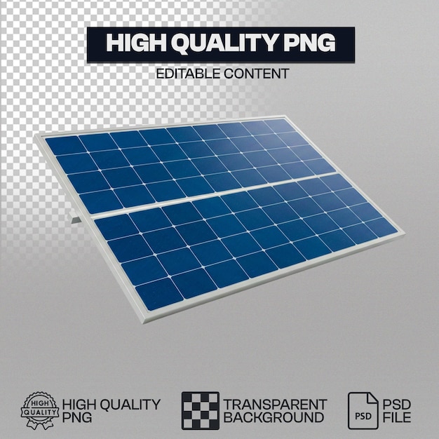 Panneau solaire rendu en 3D sur un fond transparent