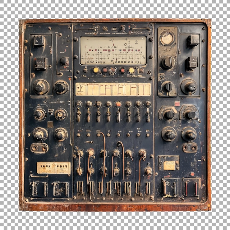 PSD pannello di controllo industriale vintage di png su sfondo trasparente
