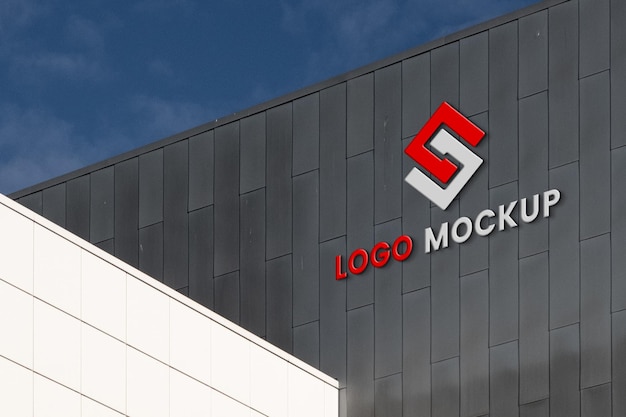 Pannello esterno sul modello di edificio Modello di logo dell'ufficio Modello di facciata del marchio
