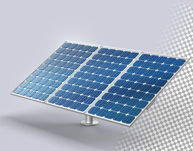 Pannello solare renderizzato in 3D isolato su uno sfondo trasparente