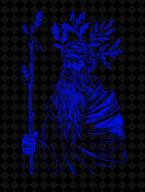 PSD pannonian druid man portrait wearing a robe and oak leaf cro lebendiges farbdesign png-sammlungen