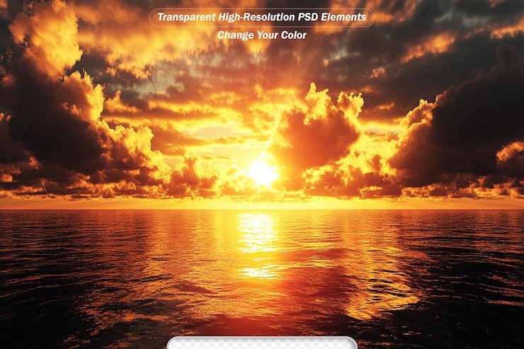 PSD le panorama du coucher de soleil de l'océan