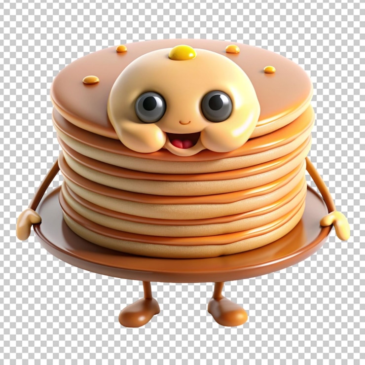 PSD panquecas com desenho animado de sorriso