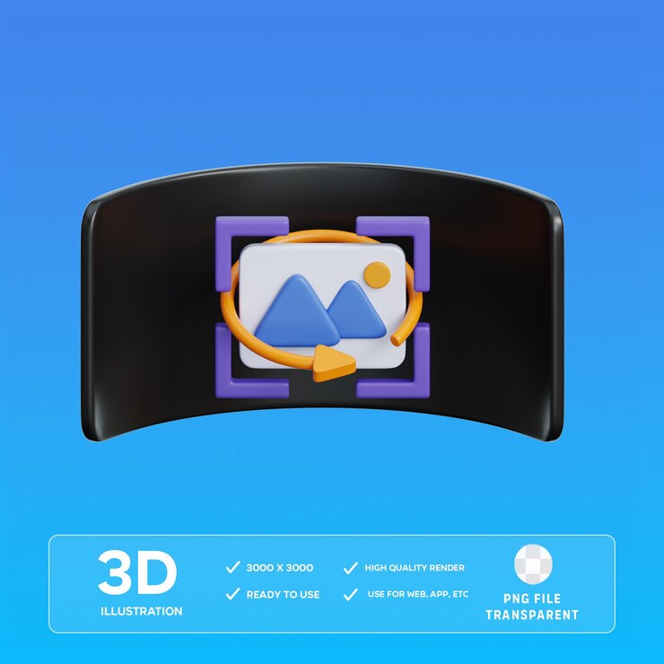 Pantalla 360 con ilustraciones en 3D