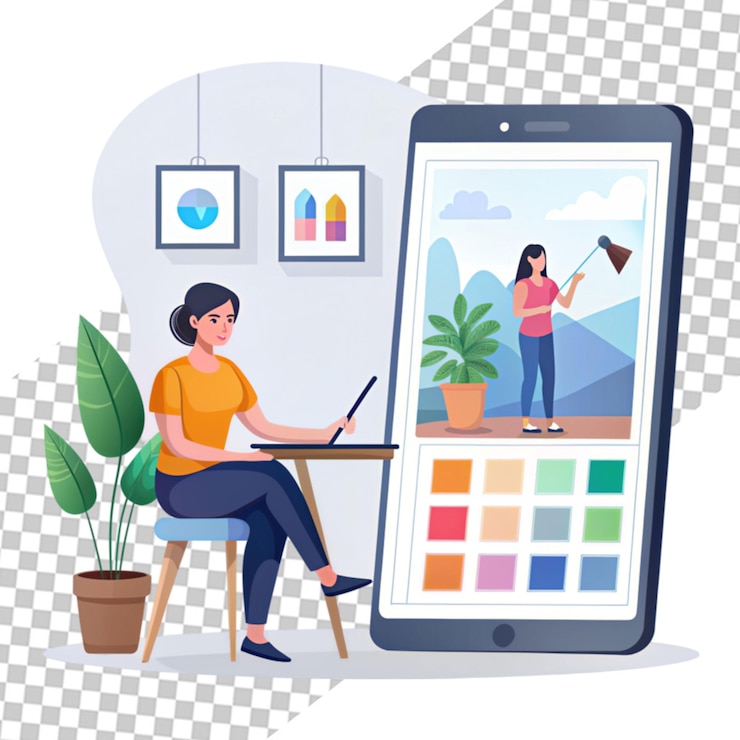 PSD pantalla de computadora con concepto de programa de diseño de ilustraciones