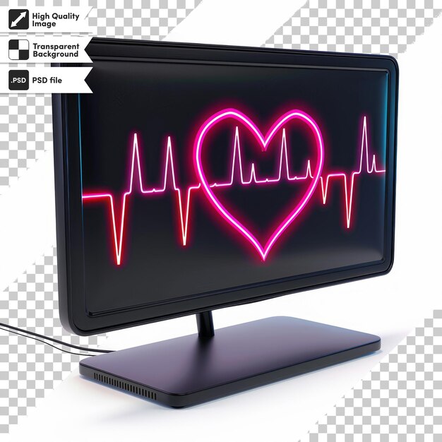 una pantalla de computadora con un corazón y un símbolo de corazón en ella
