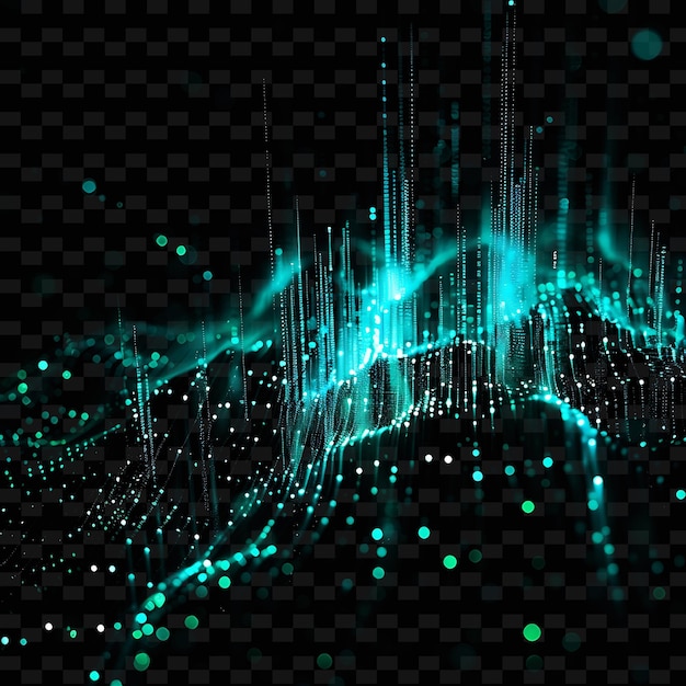 una pantalla de computadora con un fondo verde y azul con una luz verde y azul