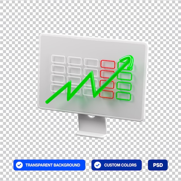 pantalla de la computadora con una ilustración de icono de dibujos animados en 3D