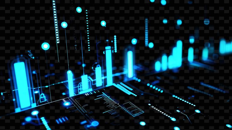 PSD una pantalla de computadora con luces azules y verdes y un gráfico de un diseño gráfico