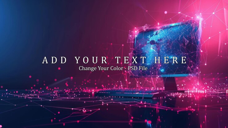 PSD pantalla de computadora con mapa del mundo y red digital