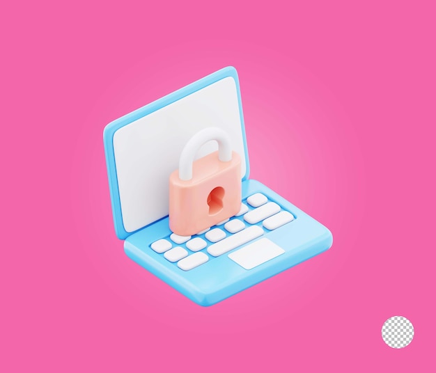 Pantalla de computadora portátil digital que muestra un candado de ciberseguridad que representa la protección de datos cibernéticos