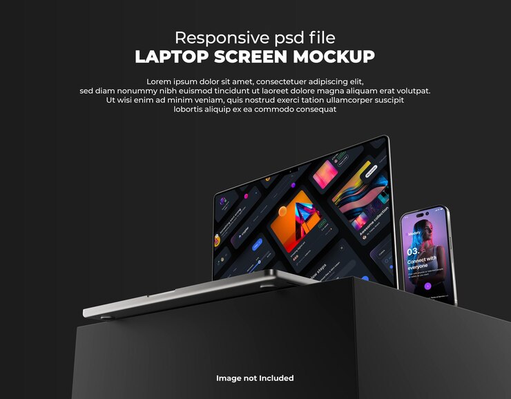 PSD pantalla de computadora portátil receptiva para web, ui y aplicaciones psd mockup con fondo transparente