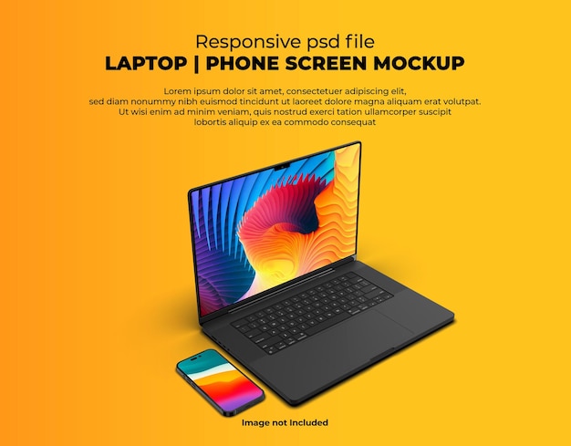 Pantalla de computadora portátil receptiva para Web, UI y aplicaciones PSD Mockup con fondo transparente