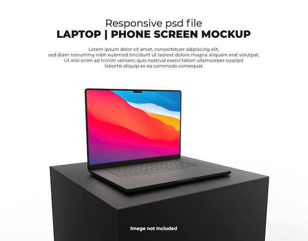 Pantalla de computadora portátil receptiva para Web, UI y aplicaciones PSD Mockup con fondo transparente