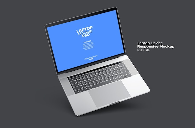 Pantalla de computadora portátil receptiva para Web, UI y aplicaciones PSD Mockup con fondo transparente