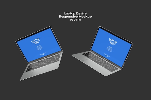 Pantalla de computadora portátil receptiva para Web, UI y aplicaciones PSD Mockup con fondo transparente