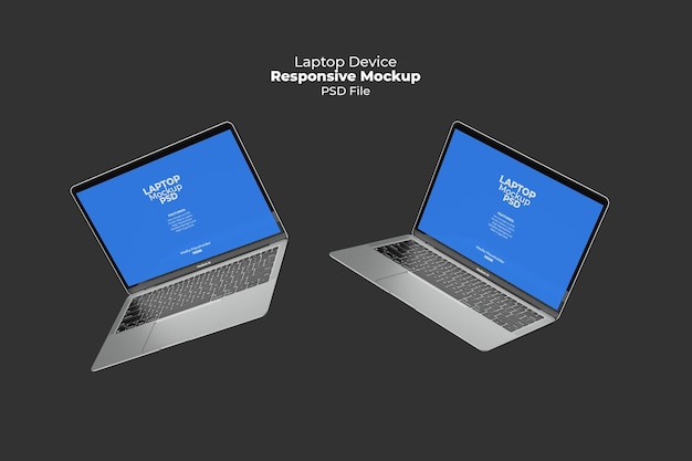 PSD pantalla de computadora portátil receptiva para web, ui y aplicaciones psd mockup con fondo transparente