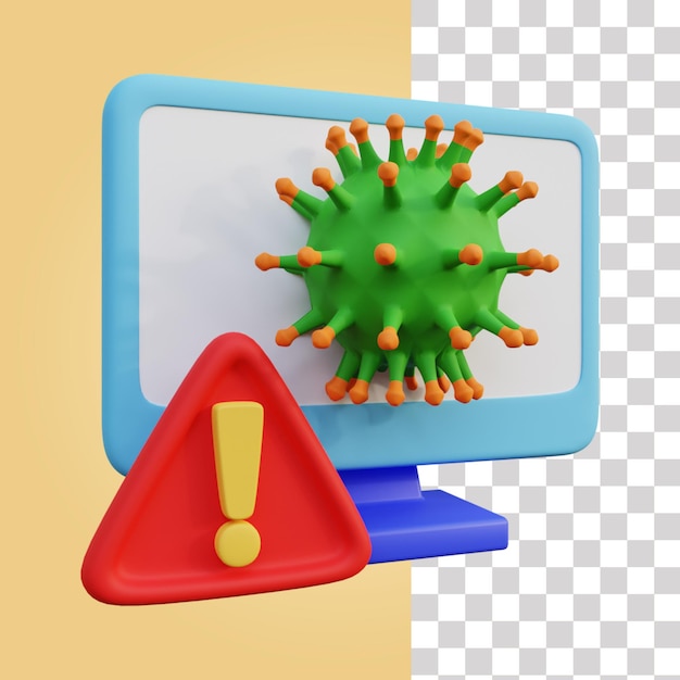 PSD una pantalla de computadora con un virus en ella