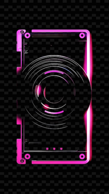PSD una pantalla digital con un fondo rosa y un círculo negro con un círculo rosa en el centro