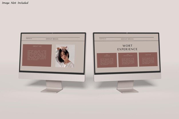 Pantalla de escritorio con maqueta de presentación de sitio web
