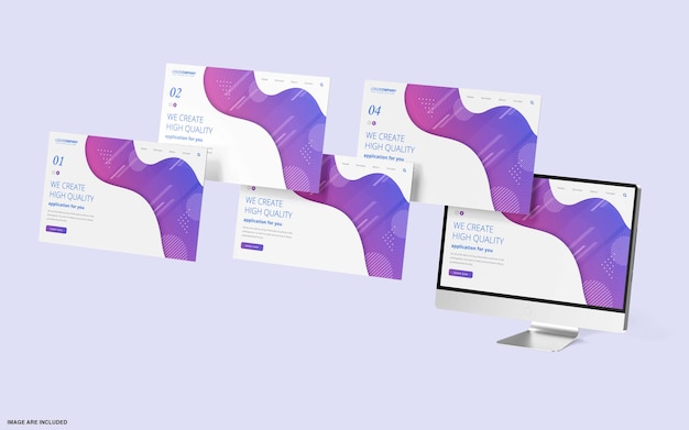 Pantalla de escritorio con maqueta de presentación de sitio web