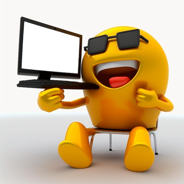 Pantalla de maqueta de emoji feliz 3D