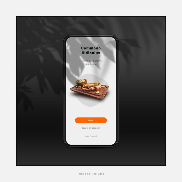 Pantalla de maqueta de smartphone con sombra