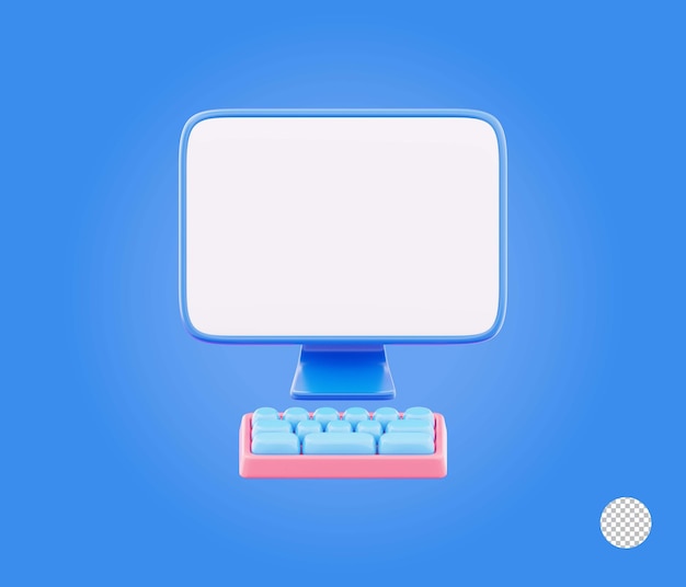 Pantalla de monitor profesional con icona de teclado inalámbrico Ilustración del concepto de computadora de escritorio